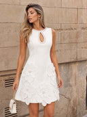 Elegant Floral Sleeveless Keyhole Mini Dress