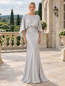 Boat Neck Backless Pleated Maxi Dress