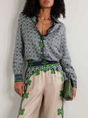 Unique Geometric Print Satin Wide-leg Pants