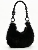 Stylish Beaded Plush Handbag