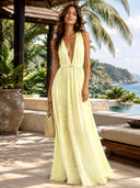 Casual Plunge V-Neck Sleeveless Flowy Maxi Dress