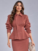 Peplum Jacket & Fringe Midi Skirt Set