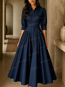 Elegant  Button Front Fit Shirt Maxi Dress