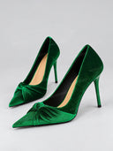 Velvet Bow Pointed Toe Stiletto Pumps