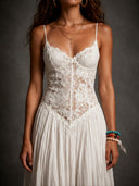 Sexy Lace Ruffled Asymmetrical Midi Dress