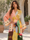 Unique Artistic Print Long Robe Style Maxi Dress