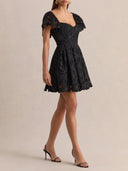 Lace Puff Sleeve Mini Dress