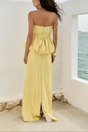 Elegant Strapless Ruched Skirt Two-Piece Set