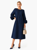 Elegant Floral Cuff Button-Front Midi Dress