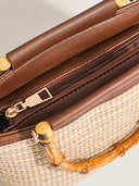 Boho Woven Straw Bucket Handbag