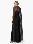 Sexy Black V-neck Sleeveless Sheer Fit Shawl-Style Spaghetti Strap Maxi Dress