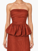 Elegant Strapless Ruched Skirt Two-Piece Set