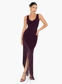 Elegant V-Neck Fringe Maxi Dress