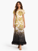 Feather Hem Midi Dress