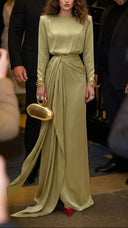 Elegant Draped Satin Maxi Dress