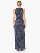 Printed Lace-Up Maxi Dress