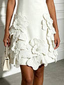 Elegant Floral Sleeveless Keyhole Mini Dress