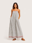 Casual striped cami square neck beach maxi dress