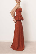 Elegant Strapless Ruched Skirt Two-Piece Set