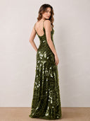 Elegant Sleeveless U-Neck Sequin Maxi Dress