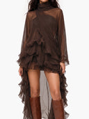 Elegant Ruffled Chiffon High-Neck Loose Midi Dress