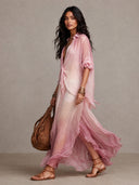 Elegant Gradient Print Layered Chiffon Maxi Dress