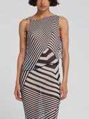 Geometric Stripe Layered Sheer Maxi Dress