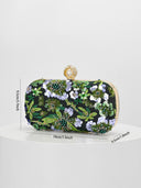 Elegant Sequin Embroidered Floral Clutch Bag