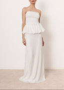 Elegant Strapless Ruched Skirt Two-Piece Set