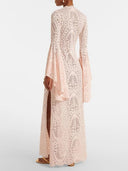 Elegant Lace V Neck Flare Sleeve Maxi Dress