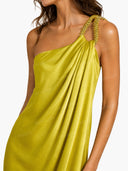 Asymmetrical-Neck Off-Shoulder A- Line Dress