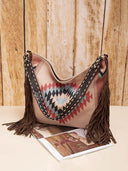 Retro Western Style Woven Tassel Shoulder Bag