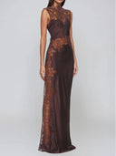 Sexy Lace Satin Maxi Dress