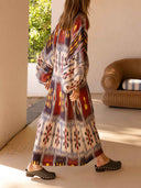 Casual Bohemian Style Ekater Print Maxi Dress
