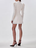 Elegant Puff Sleeve Lace Trim Prom Mini Dress