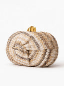 Rainbow Multicolor Braided Oval Hard-Shell Evening Handbag