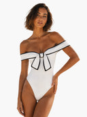 Sexy Strapless Black And White Colorblock One-Piece Swimsuit