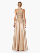 Elegant Backless Lace Satin Maxi Dress