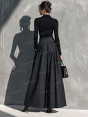 Turtleneck Top & Pleated Wide Leg Pants Set