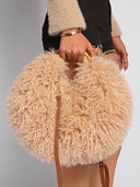 Chic Plush Round Crossbody Bag
