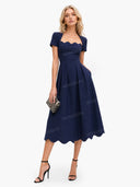 Elegant Wavy Hem A-Line Midi Dress