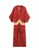 Casual Abstract Tie-Dye Kimono Sleeve Maxi Dress
