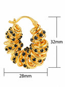 Crystal Textured Gold Hoop Earrings