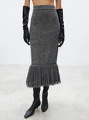 Structured Knit Top & Fringe Midi Skirt Two Piece Set