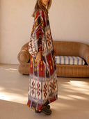 Casual Bohemian Style Ekater Print Maxi Dress