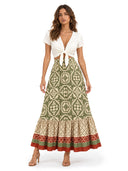 Print Stitching Swing Skirt