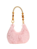 Stylish Beaded Plush Handbag