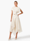 Elegant Off-Shoulder Pleated Midi Dress