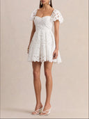 Lace Puff Sleeve Mini Dress