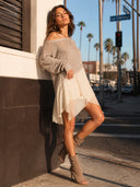 Ruffle Hem Bohemian Knit Mini Dress